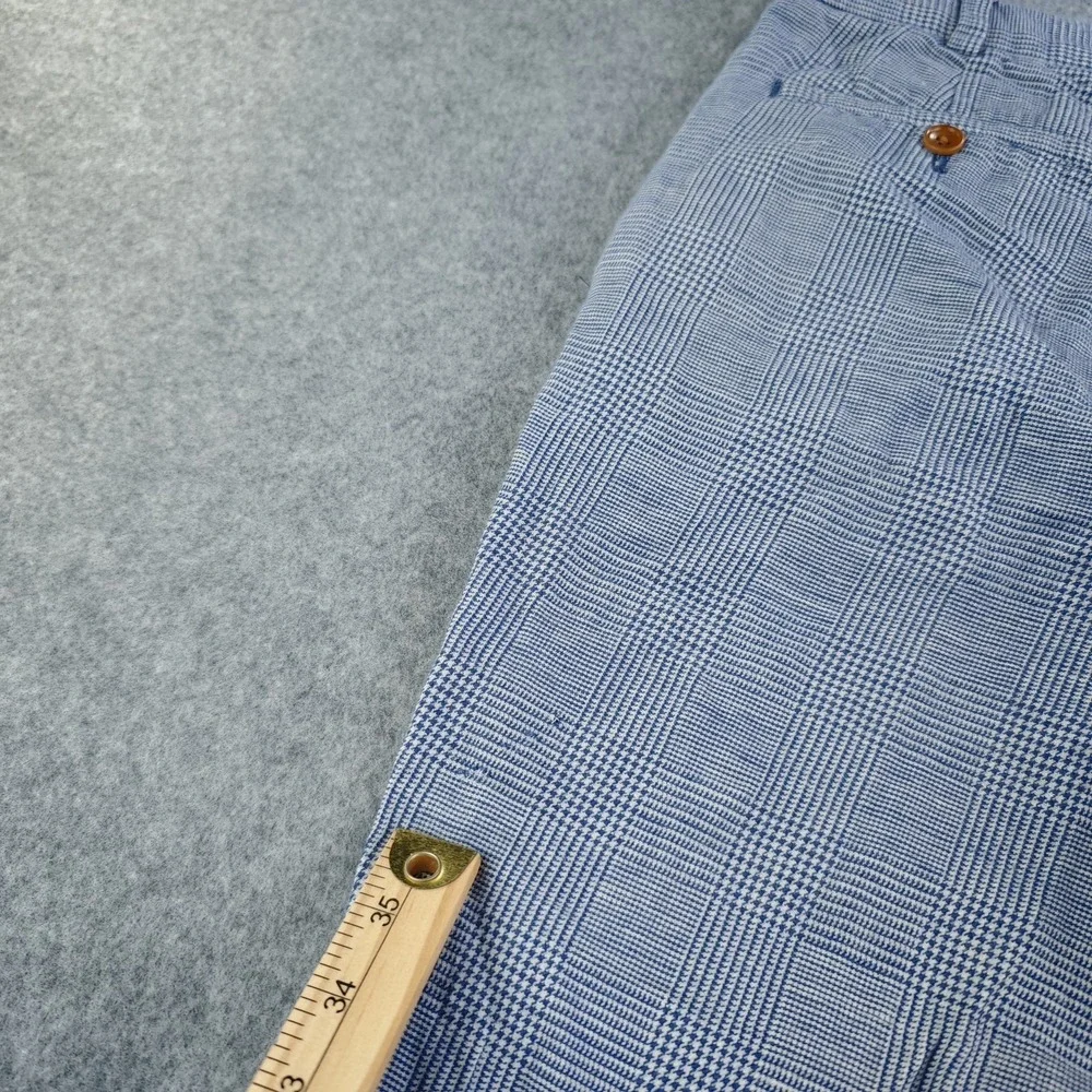 Brooks Brothers Dress Pants Mens 36x30 Milano Blue Houndstooth Linen Blend